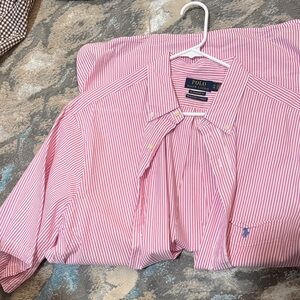 Polo by Ralph Lauren Pink and White Striped Button-Down Shirt